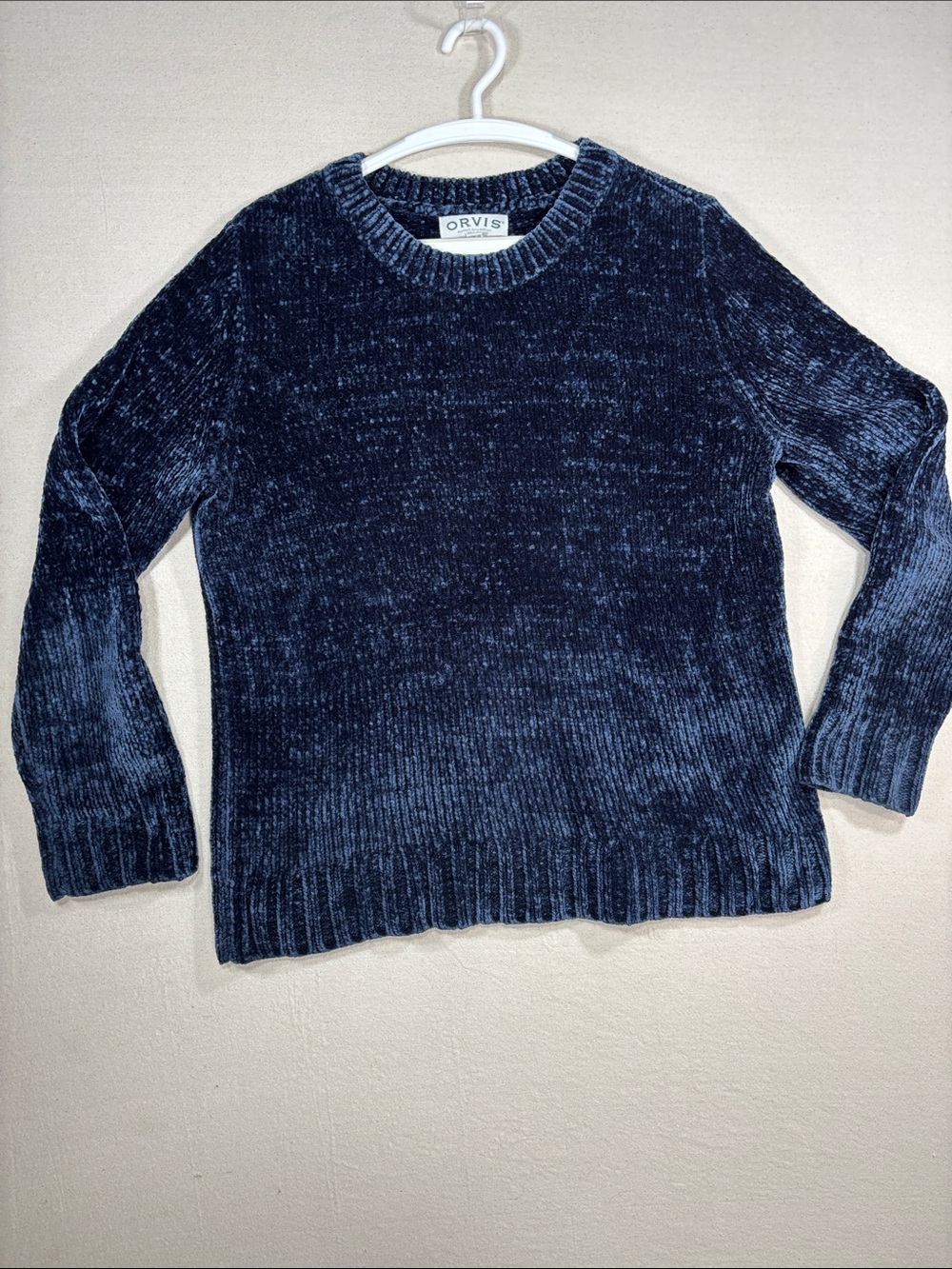 Orvis Plush Velvet Crewneck Sweater in Deep Navy
